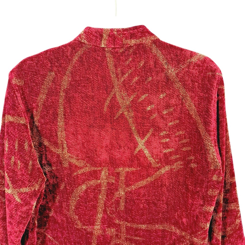 Maude Andrade Handwoven Chenille Jacket Full Zip Red Small Oversize Art USA VTG - Picture 6 of 10